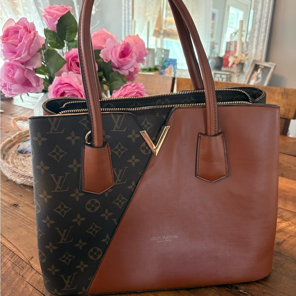 Brown & Monogram Tote Bag